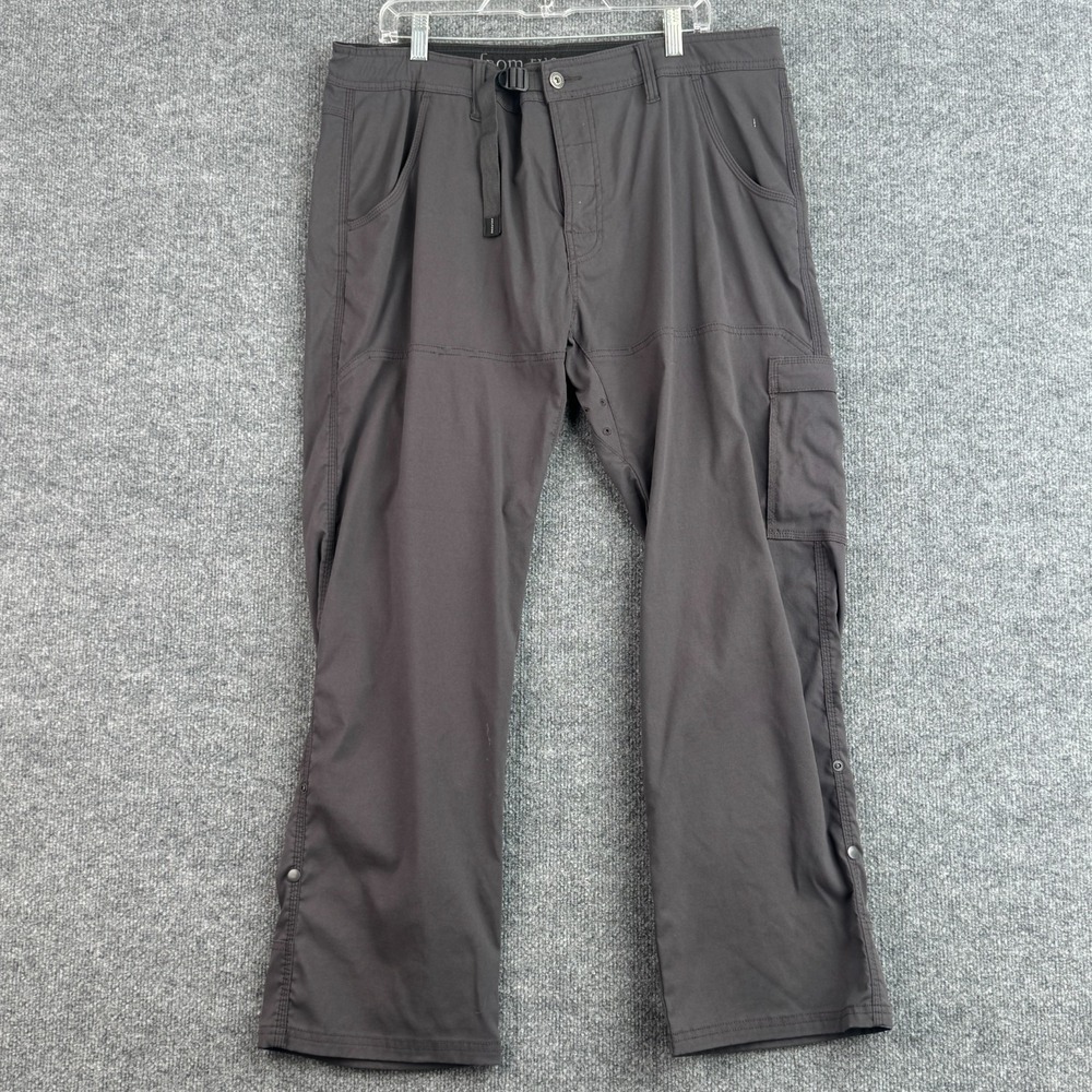 prAna Pants Mens 38x30 Gray Stretch Nylon Cargo Utility Hiking Travel Outdoor